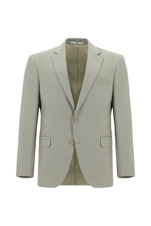 Yağ Yeşili-Olive 6 Drop Regular Fit Standart Kesim Desenli Takım Elbise