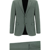 Koyu Yeşil 7 Drop Slim Fit Dar Kesim Desenli Takım Elbise