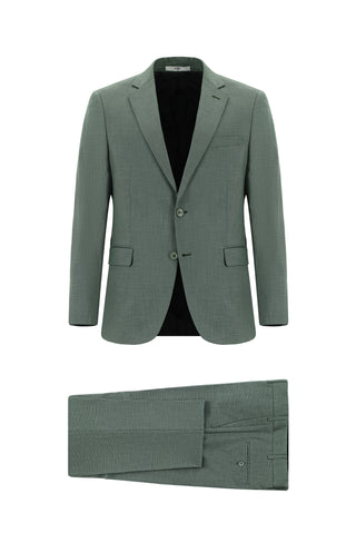  Koyu Yeşil Slim Fit Dar Kesim Klasik Desenli Takım Elbise