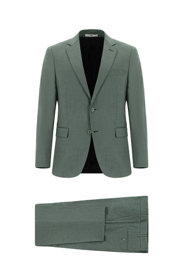 Koyu Yeşil Slim Fit Dar Kesim Klasik Desenli Takım Elbise