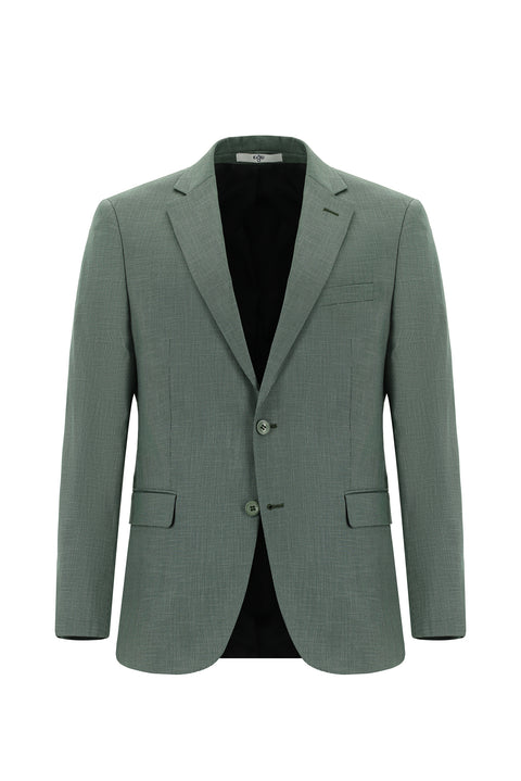 Koyu Yeşil 7 Drop Slim Fit Dar Kesim Desenli Takım Elbise