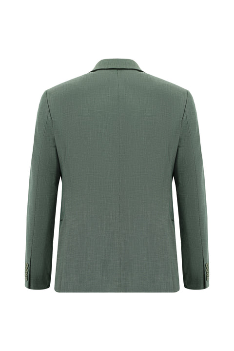 Koyu Yeşil 7 Drop Slim Fit Dar Kesim Desenli Takım Elbise