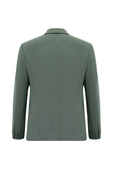  Koyu Yeşil Slim Fit Dar Kesim Klasik Desenli Takım Elbise