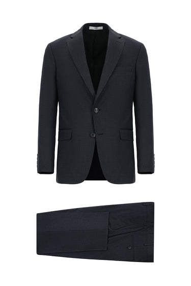 Orta Antrasit Slim Fit Dar Kesim Klasik Desenli Takım Elbise