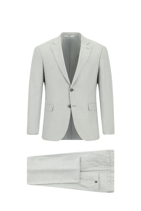 Açık Gri 7 Drop Slim Fit Dar Kesim Desenli Takım Elbise