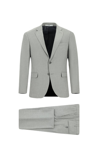  Orta Gri 7 Drop Slim Fit Dar Kesim Desenli Klasik Takım Elbise