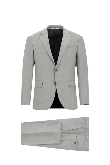 Orta Gri Slim Fit Dar Kesim Desenli Klasik Takım Elbise