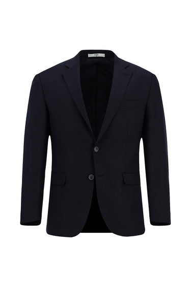 Koyu Lacivert Slim Fit Dar Kesim Desenli Klasik Takım Elbise