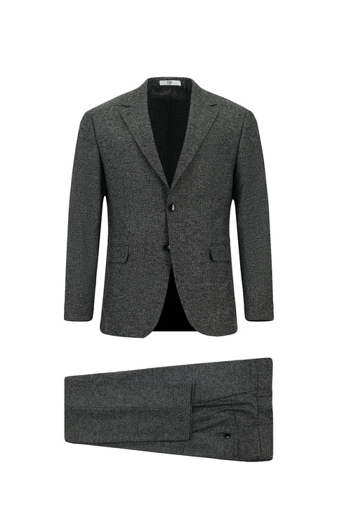 Açık Antrasit 7 Drop Slim Fit Dar Kesim Desenli Takım Elbise