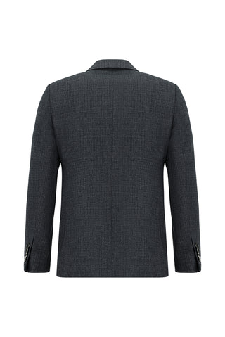  Koyu Füme Slim Fit Dar Kesim Desenli Kruvaze Takım Elbise