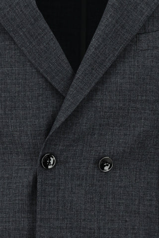  Koyu Füme Slim Fit Dar Kesim Desenli Kruvaze Takım Elbise