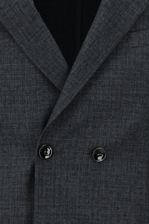 Koyu Füme 7 Drop Slim Fit Dar Kesim Desenli Kruvaze Takım Elbise