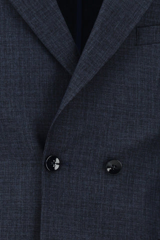  Koyu Lacivert Slim Fit Dar Kesim Desenli Kruvaze Takım Elbise