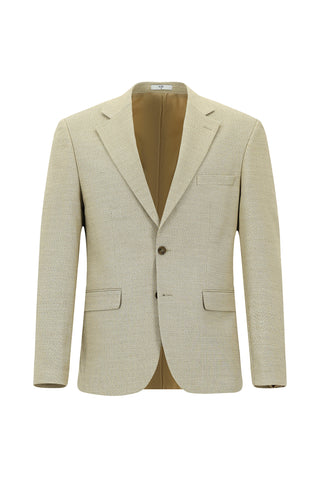  Açık Bej Relaxed Fit Rahat Kesim Klasik Desenli Takım Elbise