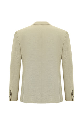  Açık Bej Relaxed Fit Rahat Kesim Klasik Desenli Takım Elbise