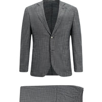 Dark Navy 7 Drop Super Slim Fit Extra Narrow Cut Patterned Elastic Waist Drawstring Suit
