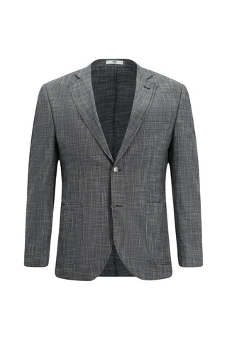  Koyu Lacivert Super Slim Fit Ekstra Dar Kesim Desenli Beli Lastikli İpli Takım Elbise