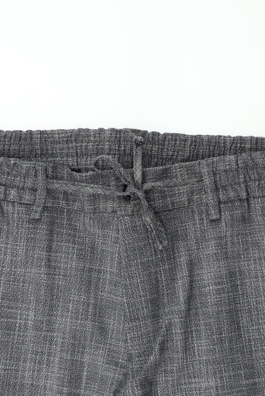 Koyu Lacivert 7 Drop Super Slim Fit Eksra Dar Kesim Desenli Beli Lastikli İpli Takım Elbise