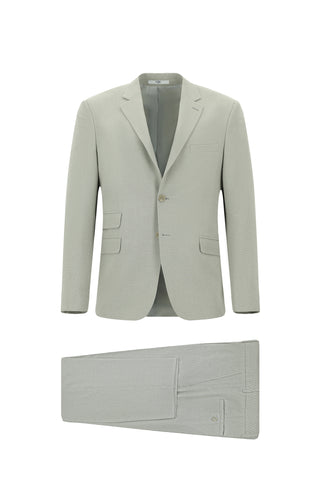  Küf Yeşili Relaxed Fit Rahat Kesim Klasik Desenli Takım Elbise