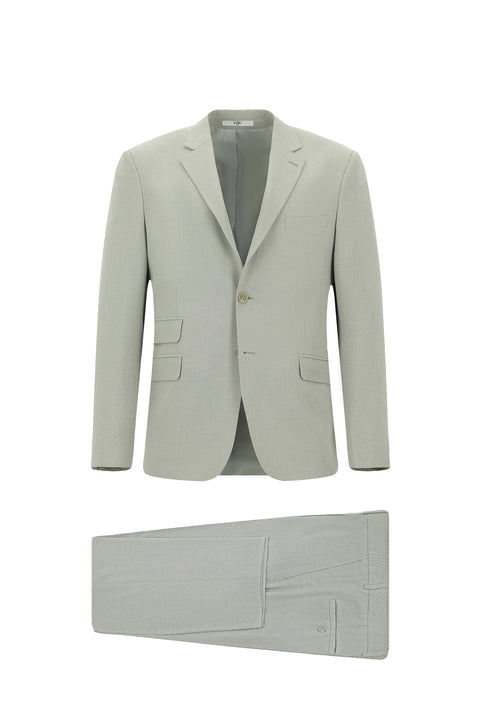 Küf Yeşili 4 Drop Relaxed Fit Rahat Kesim Desenli Takım Elbise