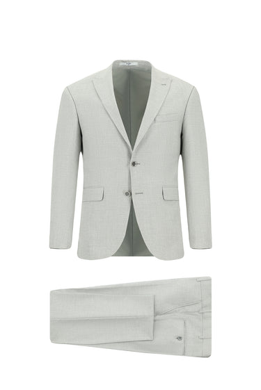 Açık Gri Super Slim Fit Ekstra Dar Kesim Klasik Takım Elbise