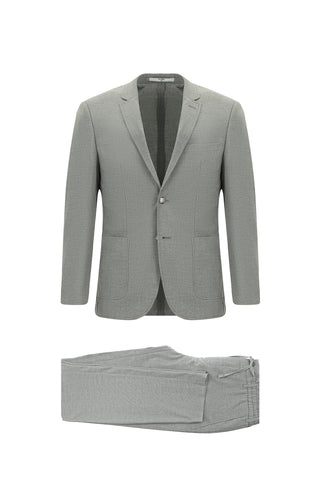  Orta Gri Super Slim Fit Ekstra Dar Kesim Desenli Beli Lastikli İpli Spor Takım Elbise