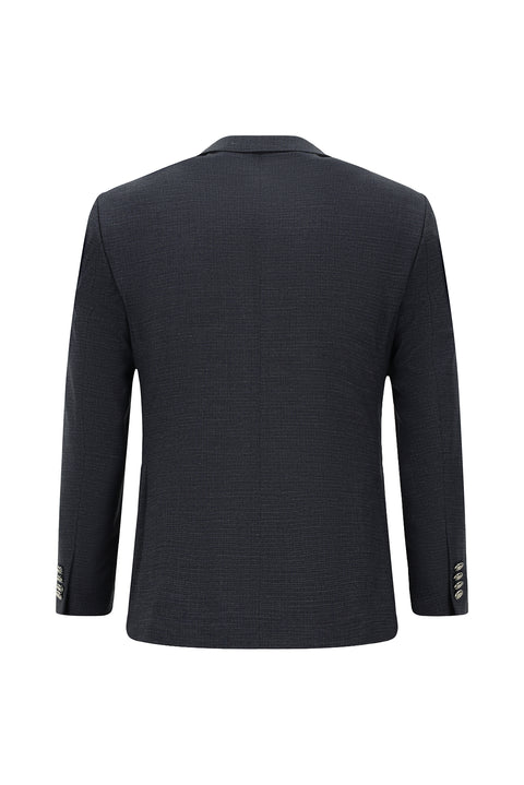 Koyu Lacivert 7 Drop Super Slim Fit Eksra Dar Kesim Desenli Beli Lastikli İpli Spor Takım Elbise