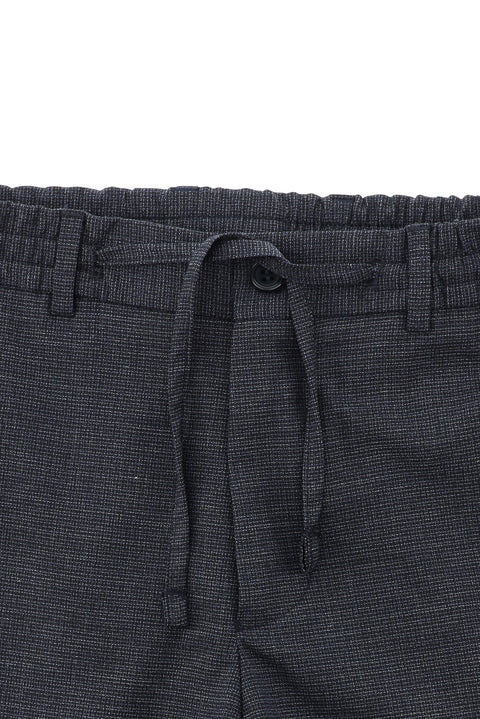 Koyu Lacivert 7 Drop Super Slim Fit Eksra Dar Kesim Desenli Beli Lastikli İpli Spor Takım Elbise