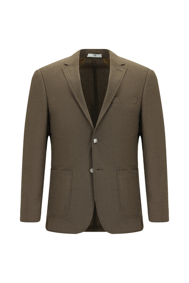  Orta Kahve Super Slim Fit Ekstra Dar Kesim Desenli Beli Lastikli İpli Spor Takım Elbise