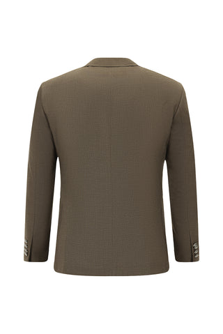  Orta Kahve Super Slim Fit Ekstra Dar Kesim Desenli Beli Lastikli İpli Spor Takım Elbise