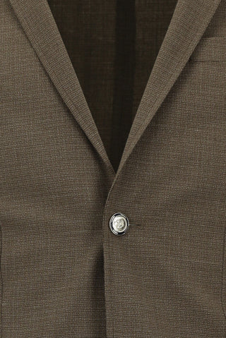  Orta Kahve Super Slim Fit Ekstra Dar Kesim Desenli Beli Lastikli İpli Spor Takım Elbise