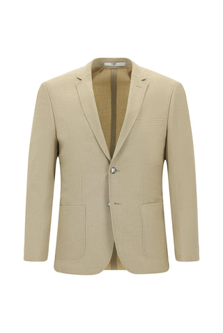  Açık Bej Super Slim Fit Ekstra Dar Kesim Desenli Beli Lastikli İpli Spor Takım Elbise