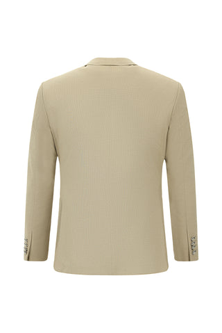  Açık Bej Super Slim Fit Ekstra Dar Kesim Desenli Beli Lastikli İpli Spor Takım Elbise