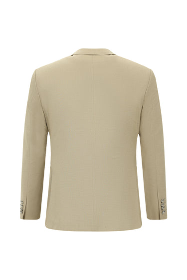  Açık Bej Super Slim Fit Ekstra Dar Kesim Desenli Beli Lastikli İpli Spor Takım Elbise