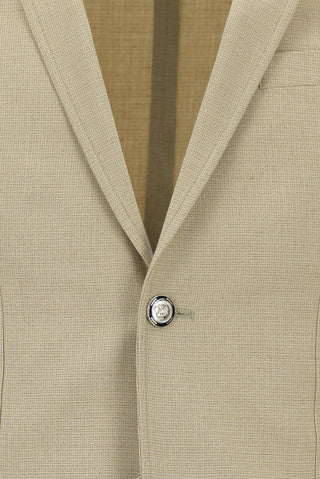  Açık Bej Super Slim Fit Ekstra Dar Kesim Desenli Beli Lastikli İpli Spor Takım Elbise