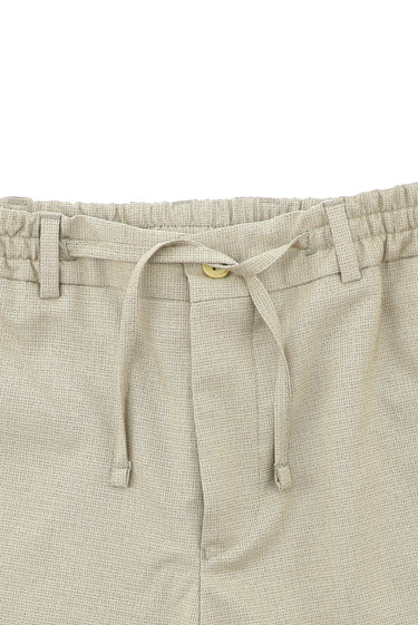 Açık Bej 7 Drop Super Slim Fit Eksra Dar Kesim Desenli Beli Lastikli İpli Spor Takım Elbise