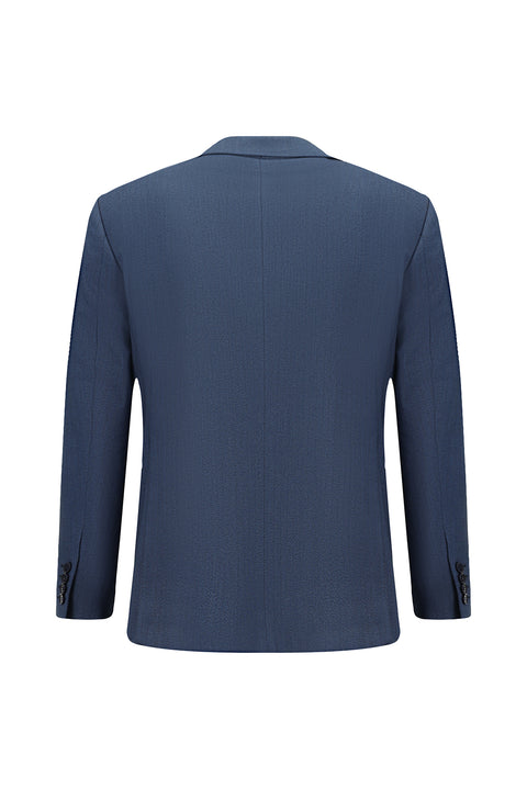 Koyu Lacivert 4 Drop Relaxed Fit Rahat Kesim Likralı Desenli Takım Elbise