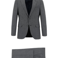 Koyu Antrasit Slim Fit Dar Kesim Klasik Desenli Takım Elbise