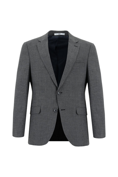 Koyu Antrasit 7 Drop Slim Fit Dar Kesim Desenli Takım Elbise