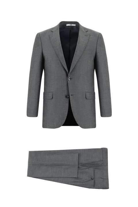 Light Gray 7 Drop Slim Fit Patterned Suit
