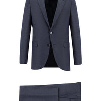 Orta Lacivert Slim Fit Dar Kesim Klasik Desenli Takım Elbise