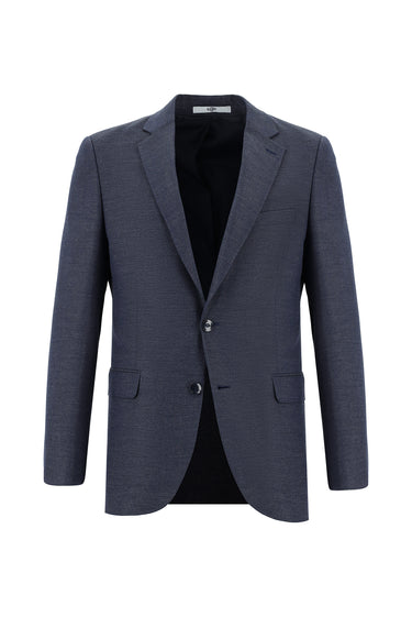  Orta Lacivert Slim Fit Dar Kesim Klasik Desenli Takım Elbise