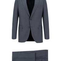 Koyu Füme Slim Fit Dar Kesim Klasik Desenli Takım Elbise
