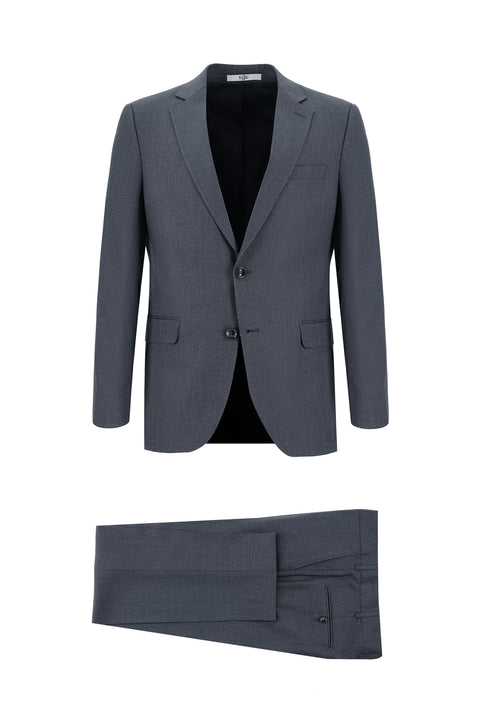 Koyu Füme 7 Drop Slim Fit Dar Kesim Desenli Takım Elbise