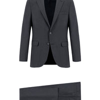 Koyu Antrasit Slim Fit Dar Kesim Klasik Desenli Takım Elbise