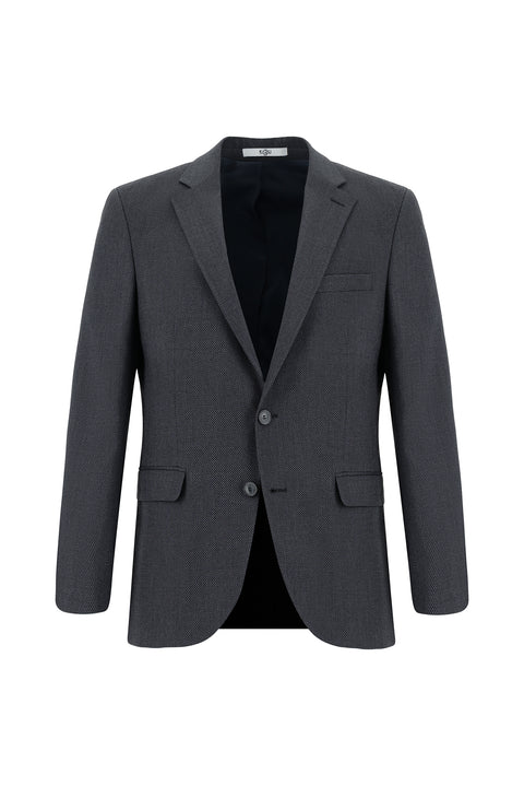 Koyu Antrasit 7 Drop Slim Fit Dar Kesim Desenli Takım Elbise