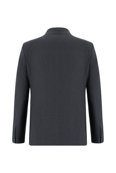 Koyu Antrasit Slim Fit Dar Kesim Klasik Desenli Takım Elbise