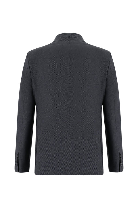 Koyu Antrasit 7 Drop Slim Fit Dar Kesim Desenli Takım Elbise