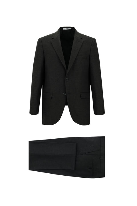 Koyu Antrasit 4 Drop Relaxed Fit Rahat Kesim Desenli Takım Elbise