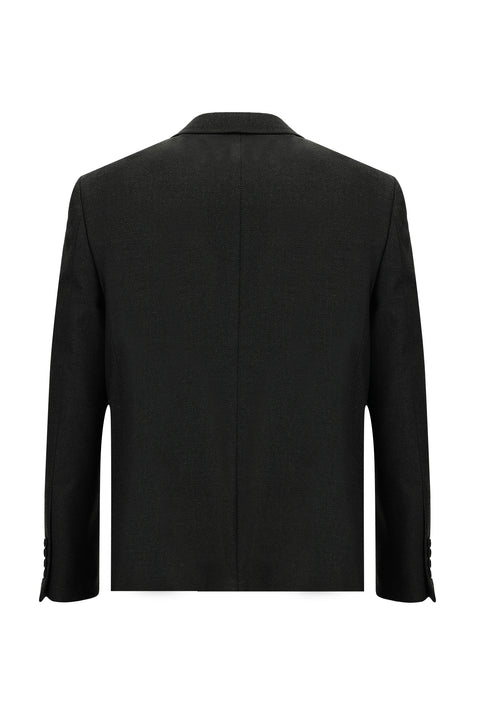 Koyu Antrasit 4 Drop Relaxed Fit Rahat Kesim Desenli Takım Elbise